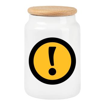 Achtung | Attention - Cookie Jar with Wooden Lid - white - Front