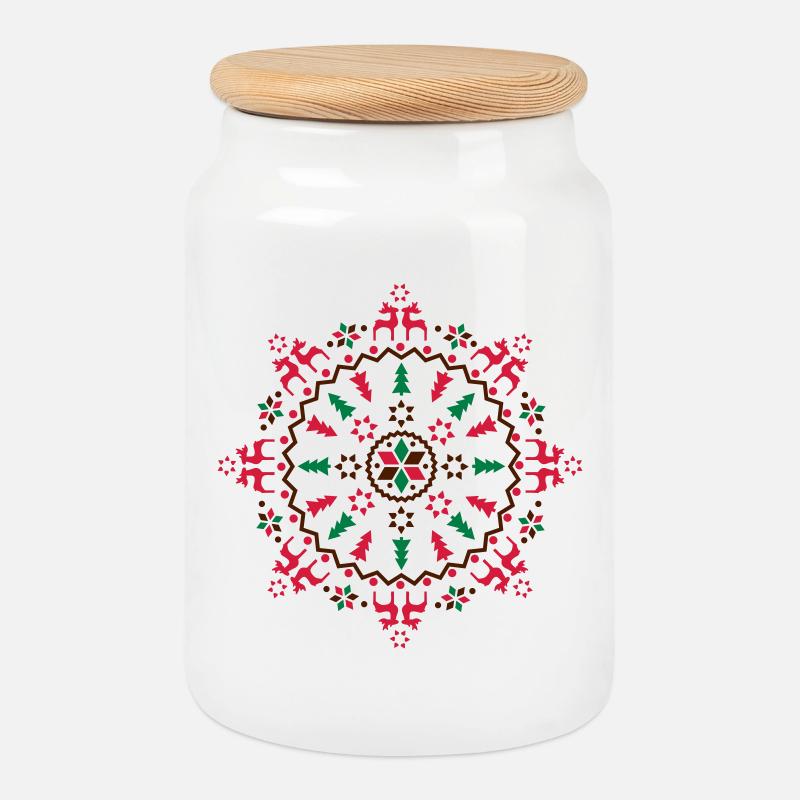 Weihnachts Mandala - Keksdose mit Holzdeckel - Weiß