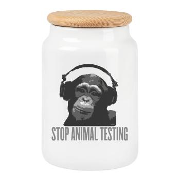 STOP ANIMAL TESTING défenseurs de la cause animale - Boîte à biscuits avec couvercle en bois - blanc - Devant