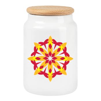A floral pattern - Cookie Jar with Wooden Lid - white - Front