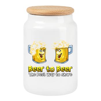 Beer to beer - Boîte à biscuits avec couvercle en bois - blanc - Devant