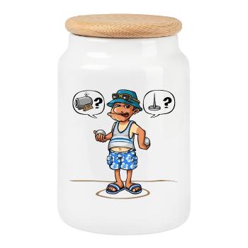 le joueur de pétanque - Boîte à biscuits avec couvercle en bois - blanc - Devant