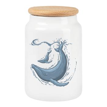 humpback - Cookie Jar with Wooden Lid - white - Front