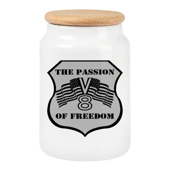The Passion V8 of Freedom - Keksdose mit Holzdeckel - Weiß - Vorne