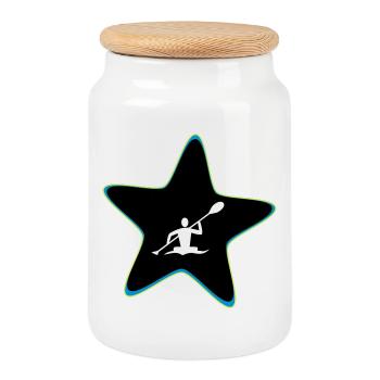 Kayak star - Cookie Jar with Wooden Lid - white - Front