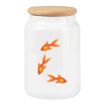 Poissons rouges - Keksdose mit Holzdeckel - Weiß - Vorne