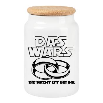 Junggesellenabschied ,JGA - das wars .(25) - Keksdose mit Holzdeckel - Weiß - Vorne