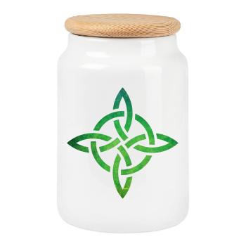 Celtic Knot - Cookie Jar with Wooden Lid - white - Front