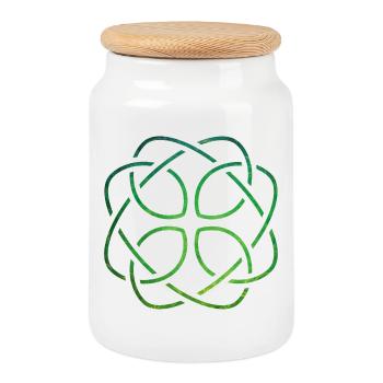 Celtic Knot - Cookie Jar with Wooden Lid - white - Front