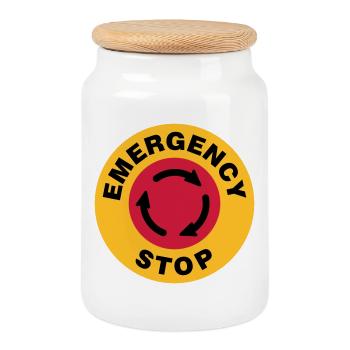 Emergency | Notfall | Stop - Boîte à biscuits avec couvercle en bois - blanc - Devant