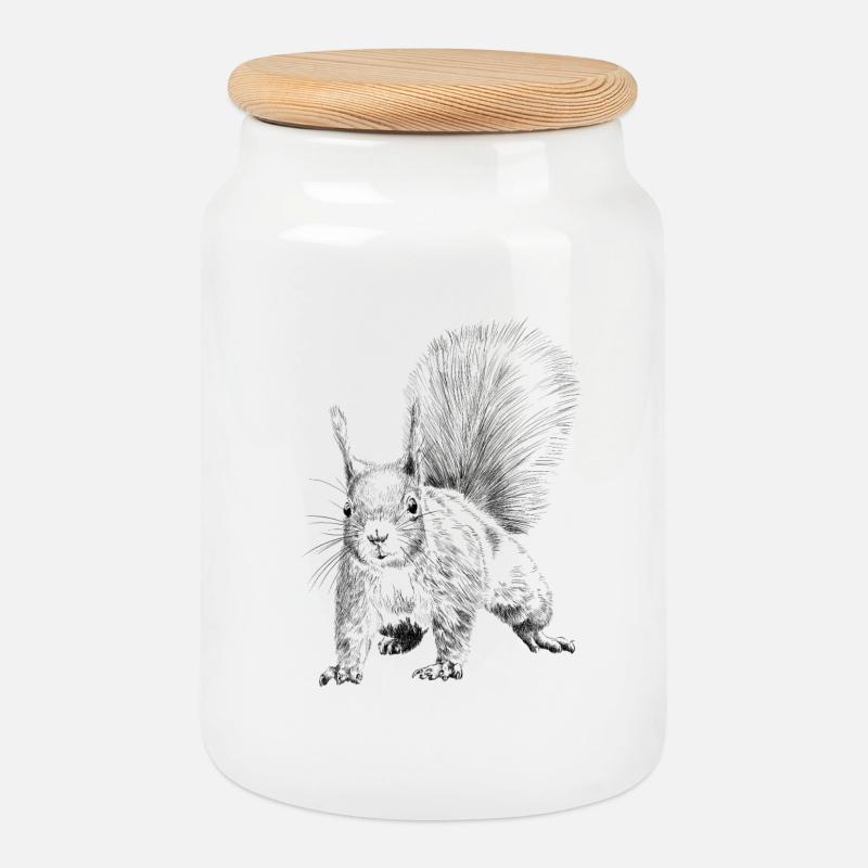 Eichhörnchen  - Keksdose mit Holzdeckel - Weiß
