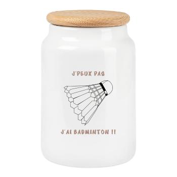 J’peux pas j’ai badminton - Boîte à biscuits avec couvercle en bois - blanc - Devant
