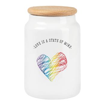 amour amour cœur gay Saint-Valentin Fierté arc-en-ciel - Boîte à biscuits avec couvercle en bois - blanc - Devant