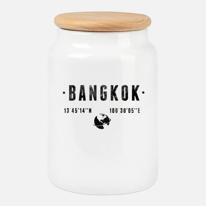 Bangkok - Keksdose mit Holzdeckel - Weiß
