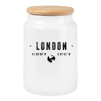 London - Cookie Jar with Wooden Lid - white - Front