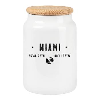Miami Coordonnées Géographiques Stylisées - Boîte à biscuits avec couvercle en bois - blanc - Devant