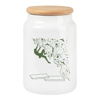 Bouldering with passion - Cookie Jar with Wooden Lid - white - Front
