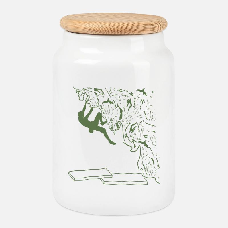 Bouldering with passion - Cookie Jar with Wooden Lid - white