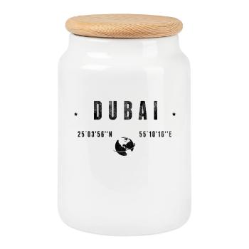 Dubai Coordonnées Géographiques Stylisées - Boîte à biscuits avec couvercle en bois - blanc - Devant