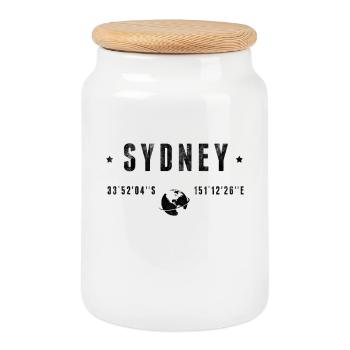 Sydney Coordonnées Géographiques Stylisées - Boîte à biscuits avec couvercle en bois - blanc - Devant