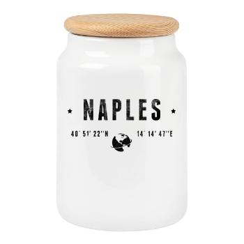 Naples - Cookie Jar with Wooden Lid - white - Front