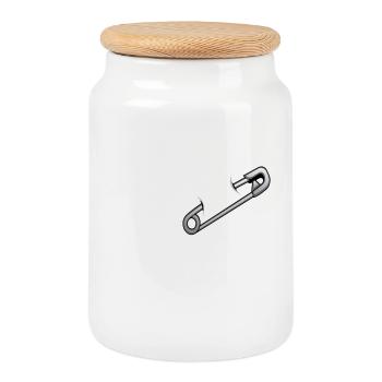 Epingle à Nourrice - Boîte à biscuits avec couvercle en bois - blanc - Devant