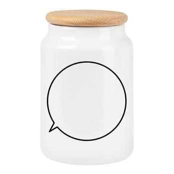 Ballon propre terme individualisé - Boîte à biscuits avec couvercle en bois - blanc - Devant