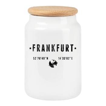 Frankfurt - Cookie Jar with Wooden Lid - white - Front