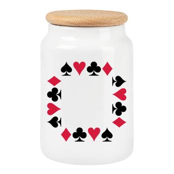 Cartes - Poker - Bridge - Boîte à biscuits avec couvercle en bois - blanc - Devant