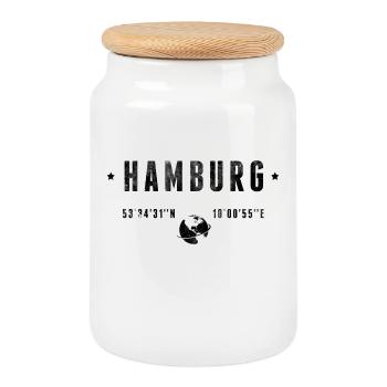 Hamburg - Keksdose mit Holzdeckel - Weiß - Vorne