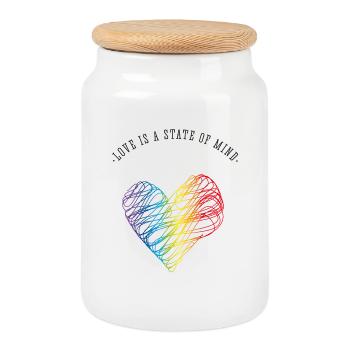 Coeur d'amour gay lignes arc aiment coeur de cdd - Boîte à biscuits avec couvercle en bois - blanc - Devant