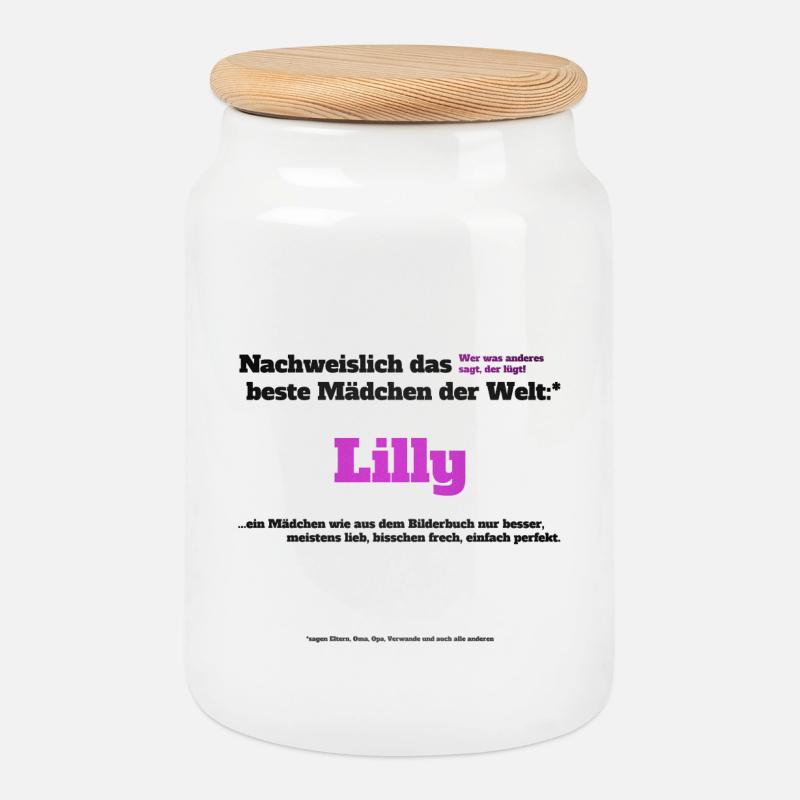 Ich bin Lilly - Lilly als Vorname - Mädchen - Keksdose mit Holzdeckel - Weiß