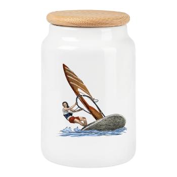 Windsurfing - Keksdose mit Holzdeckel - Weiß - Vorne