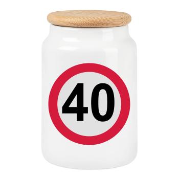40th birthday - Cookie Jar with Wooden Lid - white - Front