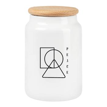 peace, Frieden, Friedensbewegung - Keksdose mit Holzdeckel - Weiß - Vorne