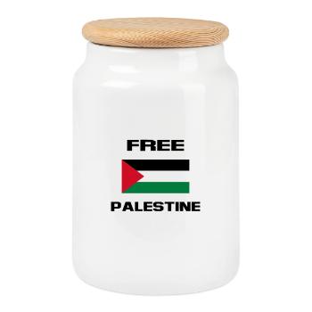 FREE PALESTINE - Boîte à biscuits avec couvercle en bois - blanc - Devant