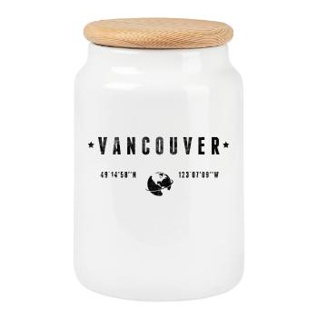 Vancouver Coordonnées Géographiques Stylisées - Boîte à biscuits avec couvercle en bois - blanc - Devant