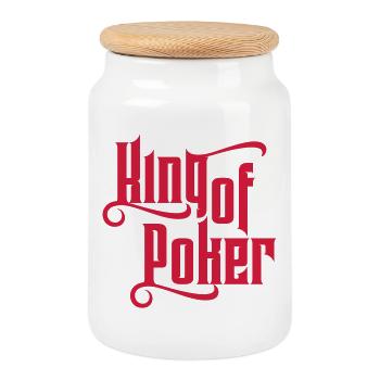 Poker - Keksdose mit Holzdeckel - Weiß - Vorne