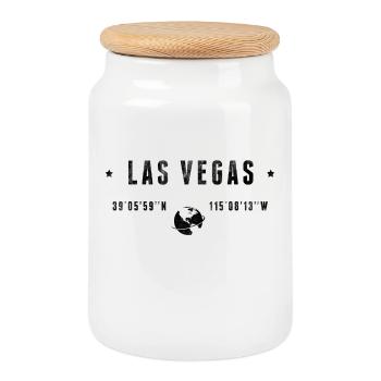 Las Vegas Coordonnées Géographiques Stylisées - Boîte à biscuits avec couvercle en bois - blanc - Devant