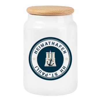 Ankerfestung Nautisches Emblem - Keksdose mit Holzdeckel - Weiß - Vorne