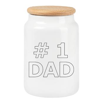 Non. 1 papa - Boîte à biscuits avec couvercle en bois - blanc - Devant