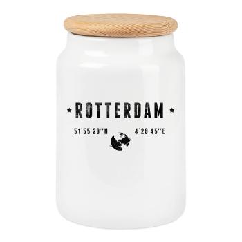 Rotterdam Coordonnées Géographiques Stylisées - Boîte à biscuits avec couvercle en bois - blanc - Devant