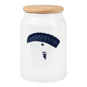 parachuting - Cookie Jar with Wooden Lid - white - Front