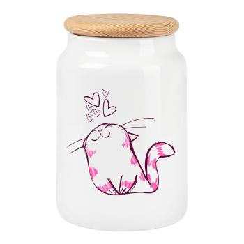 Katzen, Katze, Katzenliebhaber, Katzenfreund - Keksdose mit Holzdeckel - Weiß - Vorne