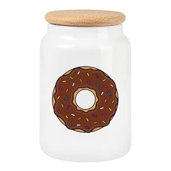 Donut - Keksdose mit Holzdeckel - Weiß - Vorne