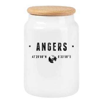 Angers Coordonnées Géographiques Stylisées - Boîte à biscuits avec couvercle en bois - blanc - Devant