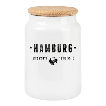 Hamburg Coordonnées Géographiques Stylisées - Boîte à biscuits avec couvercle en bois - blanc - Devant