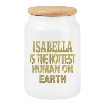 Isabella - Boîte à biscuits avec couvercle en bois - blanc - Devant