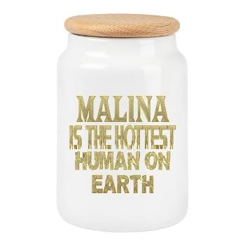 Malina - Boîte à biscuits avec couvercle en bois - blanc - Devant