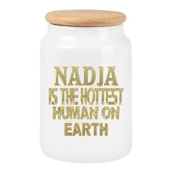 Nadja - Boîte à biscuits avec couvercle en bois - blanc - Devant